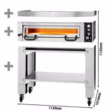 Forno de pizza elétrico Power - Base em pedra refratária - 4x Ø34cm - Eletromecânico - até 450°C - incl. Exaustor de aço inoxidável com motor & base