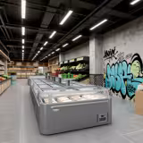Supermarkt-Tiefkühlinsel - Kopfteil - 1850mm - 523 Liter - mit 2 Schiebetüren - Grau