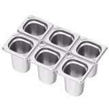 (6 pz) Bacinella GN in acciaio inox GN 1/6 - Altezza: 200mm