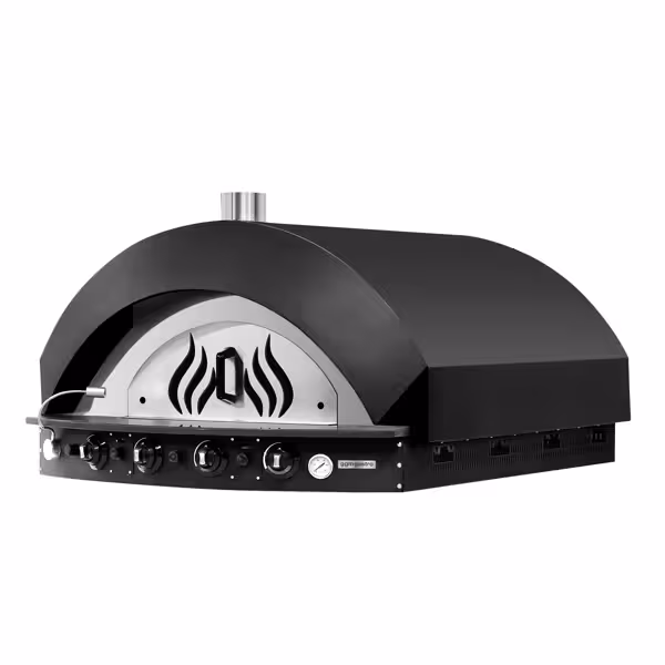 Gas pizzaoven - 1270x1476x795mm - 1 kamer - 1x9 pizza’s Ø25cm - tot 400°C - Handmatig - zwart