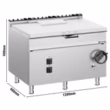 Billenő serpenyő - elektromos - 120 literes - 18 kW - kézi billentéssel és vízbekötéssel