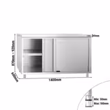Edelstahl Arbeitsschrank PREMIUM - 1400x600mm - mit Schiebetür