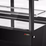 Vetrina refrigerata da banco - 120l - 700mm - Doppio vetro; 2 porte scorrevoli in vetro - vetro dritto - con 2 ripiani - 4 lati vetro; LED interni - Nero
