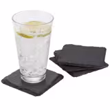 (6×4 pieces) Natural Slate Coasters – 100×100×7 mm - square - natural edge - black