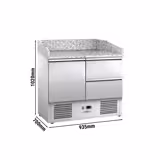 Saladetă / masă rece  ECO - 0,9 x 0,7 m - cu 1 ușă, 2 sertare și blat din granit