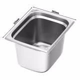 (6 kpl) - Ruostumattomasta teräksestä valmistettu GN-säiliö 1/2 - Korkeus 200mm