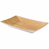 (6 pcs) Serving Tray - BAMBOO - Melamine - 210x130mm - Height: 30mm - Beige/White