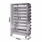 Commercial Gas Chicken Rotisserie Oven – 8-Spit - 48 Chickens - 47.2 kW - With Stand & Lighting