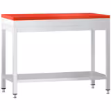 Mesa de trabalho em aço inoxidável PREMIUM - 800x700mm - com prateleira inferior - incl. Tábua de corte Vermelha