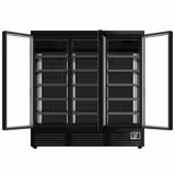 Commercial multideck display freezer - 1890mm - 1539L - with 3 hinged glass doors & 5 shelves - Black