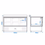 Tavolo refrigerato PREMIUM - 1365x700mm - Statica - 368 L - Colore Nero - con 6 cassetti - Alzatina