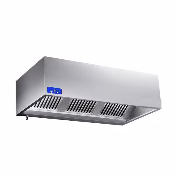 Hotte à adosser professionnelle complète - Profondeur 1100 - 1400mm - avec moteur et variateur - avec filtres et éclairage