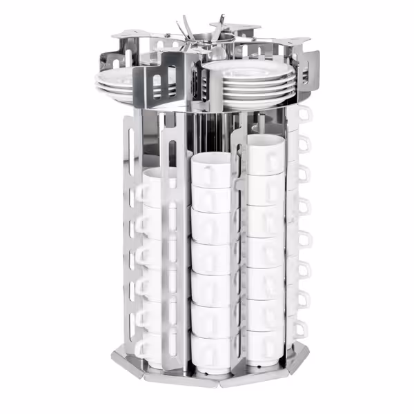 Cup & Saucer Dispenser - rotating - Stainless Steel