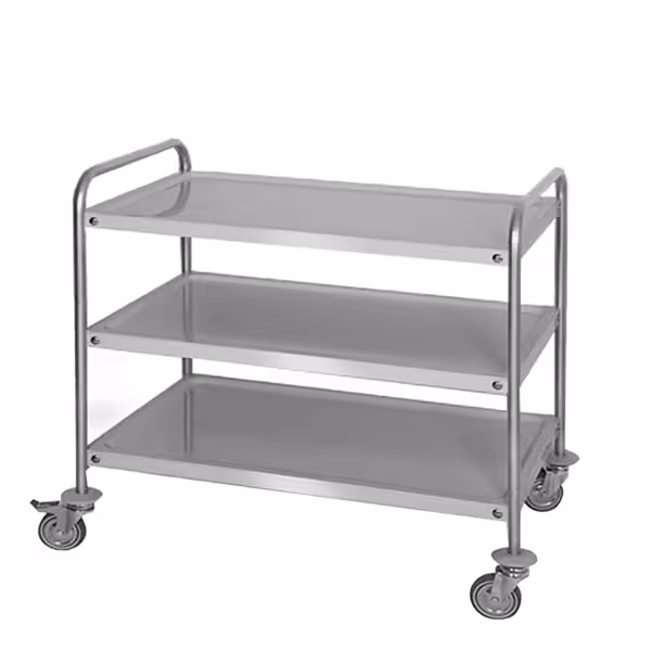 Καρότσι σερβιρίσματος - 1200x600 mm - 3 επίπεδα (με 4 ρόδες (2 με φρένο))