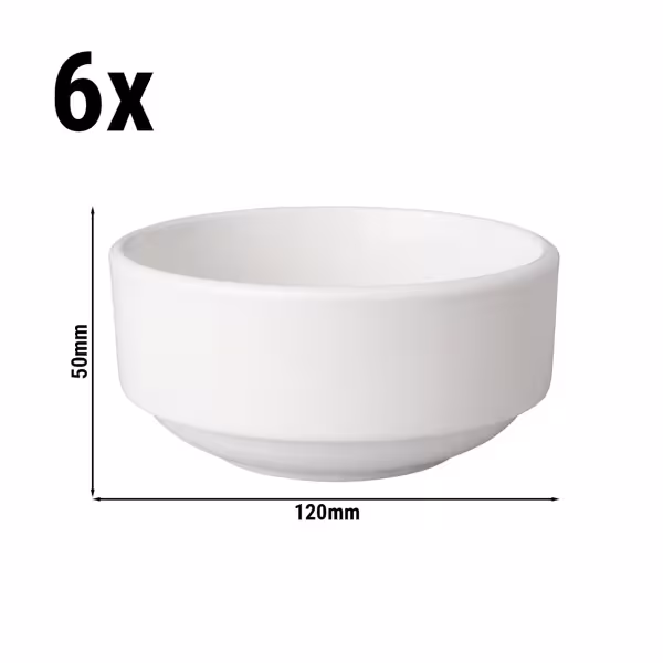 (6 stuks) Schaal - Budgetline Mammoet - Porselein - 260ml - vierkant - 120x120mm - stapelbaar - Wit
