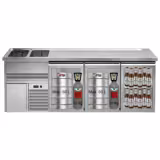 Comptoir de bar réfrigéré Premium PLUS - 2500x700mm - 3 portes vitrées	