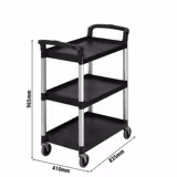 CAMBRO | Chariot de Service en Polypropylène - 835x410mm - avec 3 Étages - Noir