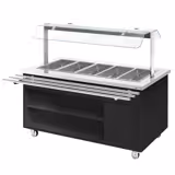 Banco per Buffet caldo DANZIG - 1900 mm - per 5x GN 1/1 - con scorrivassoio - nero