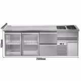 Bira tezgahı PREMIUM PLUS - 2500x700mm - 2 Cam Kapı & 2 Çekmece