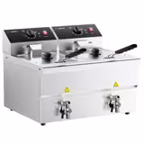 Commercial Countertop Electric Twin Tank Fryer - 8+8 litres - 6.5kW - Manual - with drain tap