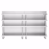 Baari-työpöytä - ruostumatonta terästä - 2000x400 mm - 4 hyllyä & 4 hyllyä