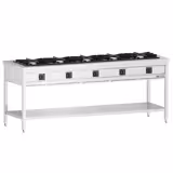 Gasherd - 42,5 kW - 5 Brenner - offen mit Grundboden & Auffangschublade