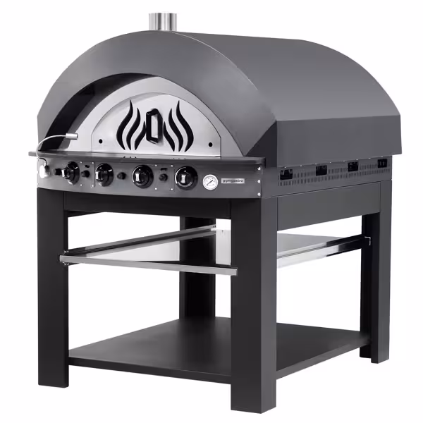 Gas Deck Pizza Oven - Single Deck - 9 - Ø 25cm (10") - Mechanical Controls - Anthracite - up to 400°C - with Base frame