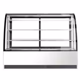 Vetrina pasticceria refrigerata - 633l - 1800mm - Doppio vetro - vetro curvo - con 3 ripiani - porte posteriori scorrevoli; LED interni