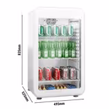 Minibar koelkast - 495mm - 113l - 1-deurs glasdeur - Wit