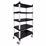 Hyllsystem med polypropenhyllor – sidostolpar i aluminium – 800x500 mm – Djup: 500 mm – 5 hyllplan – anodiserad – Lastkapacitet: 250 kg