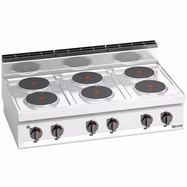 Ipari elektromos tűzhely - 700-as - asztali - 6 zónás - öntöttvas főzőlap - összteljesítmény: 15,6 kW - 1200x714x460 mm