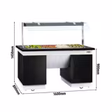 Black Refrigerated Buffet Counter with Cold Well – 1600 mm – 4x GN 1/1 – to -2°C – Mobile on Castors