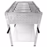 Churrasqueira a gás - 700mm | 10kW - BBQ profissional - Com móvel - 560mm Prof. - 3 queimadores - Aço inoxidável - incl. móvel com rodas, grelha, tabuleiro, gaveta de recolha de gorduras