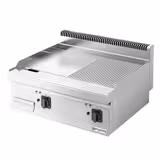 Plancha électrique - plaque acier - 2 zones - 7,10 kW - 1/2 lisse, 1/2 rainurée - Surface de cuisson : 800x700mm