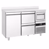 Bárhűtő PREMIUM - 1580x600 mm - 365 liter - 1 ajtó, 2 fiók, digitális termosztát, automatikus leolvasztás, ventilációs kondenzáció, könnyen kivehető vezetők & rácsok, kávékoptató & felhajtott peremű munkalap - rozsdamentes ac