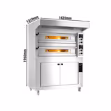 Electric Deck Pizza Oven - Twin Deck - Refractory Stone Deck - 6+6 - Ø 33cm (13") - incl. Stainless steel hood & Proofing cabinet