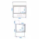 Saladette PREMIUM PLUS - 978mm - 2 deuren - met glazen opzetvitrine voor 5x GN 1/6 - granieten werkblad