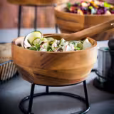 (6 pieces) Acacia Wood Buffet Bowls – Ø210 mm - 1.8 litre - Brown