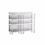 Tavolo in acciaio inox - 1400x400mm - con alzatina 100mm & ripiani 8