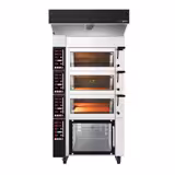 Electric Commercial Bakery Deck Oven with Steam Injection - Digital Controls - 3 Baking Chambers - 2x 600x400mm (EN 60x40) or 600x800mm - with Prover Cabinet & Hood
