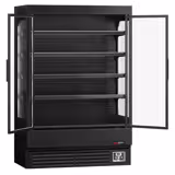 Murale Refrigerato Professionale - 1320mm - 595l - +1°/+5°C - con 2 porte a battente in vetrocamera & 4 ripiani - Nero