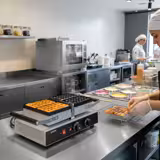 Piastra per Waffle professionale - Singola - Manuale - 1,60kW - Forma: 2 Waffle belgi - con piastra girevole a 180°