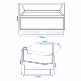 Vitrine à glaces ADAM - 1700mm - Froid ventilé - avec éclairage LED - pour 18 bacs Napoli 5 L ou 12 bacs de 7 L - Vitrage bombé - Blanc - Ouverture côté service