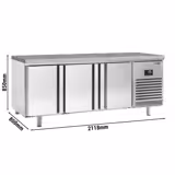 Table réfrigérée de boulangerie Premium PLUS - 2185x800 mm - avec portes des deux côtés & plan de travail en granit