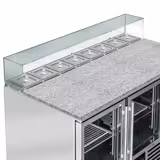 Saladette réfrigérée PREMIUM - 1368mm - 368L - 3 portes vitrées - avec vitrine de comptoir pour 8x GN 1/6