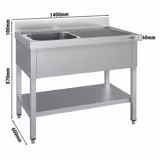 Stół zlewozmywakowy ECO - 1400x600 mm - z półką dolną i 1 zlewem po lewej stronie
