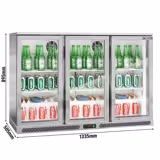 Baarijääkaappi - 1330mm - 320 L - 3 lasiovella - ruostumaton teräs	