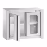 Stainless steel wall-mounted cabinet - 800x400mm - with glass sliding door - 650mm high