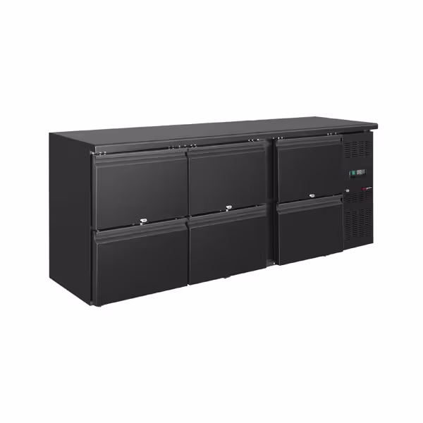 Masă de răcire pentru bar și băuturi ECO - 2002mm - cu 6 sertare - negru