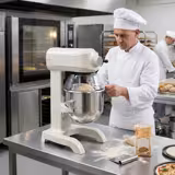 Countertop Digital Commercial Planetary Mixer - 20L - 1,1kW - with display, lighting & 3 attachments - Light Ivory